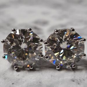 JUMBO 24ct Moissanite Stud Earrings 15mm D VVS1 925 Silver GRA Certified 8-Prong
